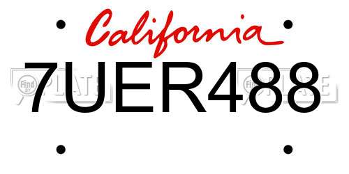 7UER488 California License Plate