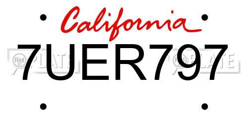 7UER797 California License Plate