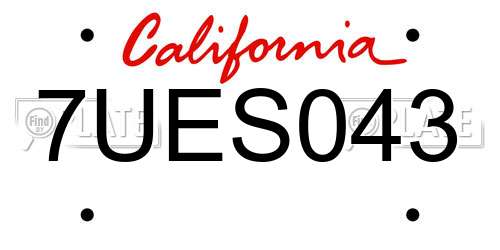 7UES043 California License Plate