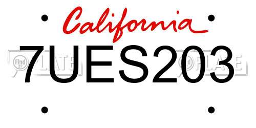 7UES203 California License Plate