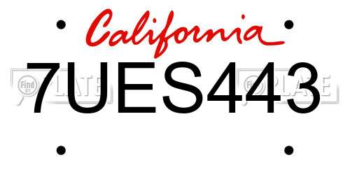 7UES443 California License Plate