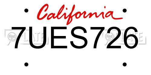 7UES726 California License Plate