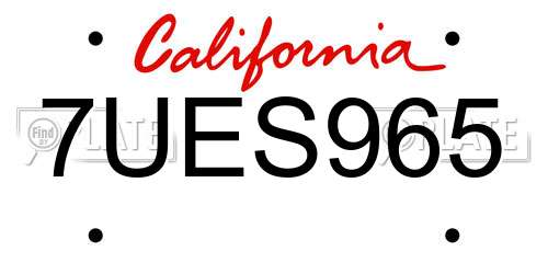 7UES965 California License Plate