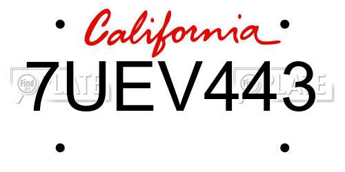 7UEV443 California License Plate