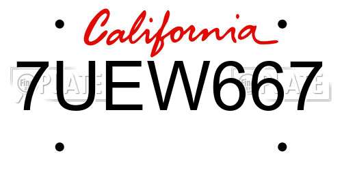 7UEW667 California License Plate