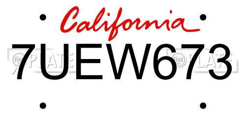 7UEW673 California License Plate