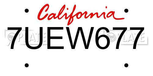 7UEW677 California License Plate