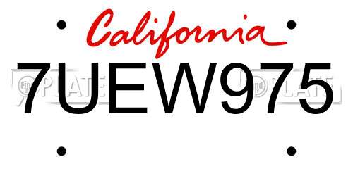 7UEW975 California License Plate