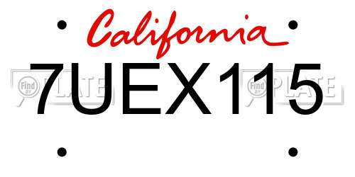 7UEX115 California License Plate