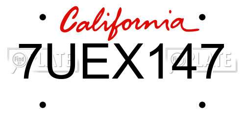 7UEX147 California License Plate
