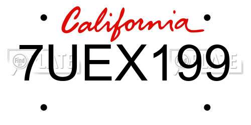 7UEX199 California License Plate