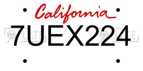 7UEX224 California License Plate
