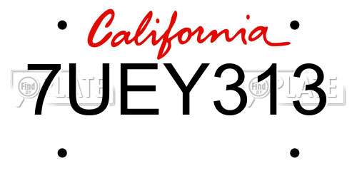 7UEY313 California License Plate