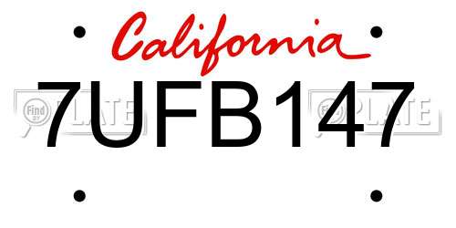 7UFB147 California License Plate