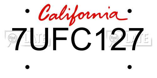 7UFC127 California License Plate