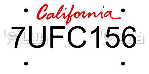 7UFC156 California License Plate