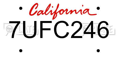 7UFC246 California License Plate