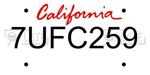 7UFC259 California License Plate
