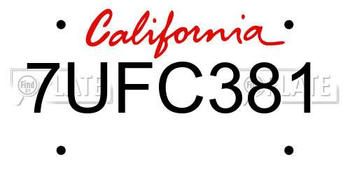 7UFC381 California License Plate