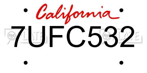 7UFC532 California License Plate