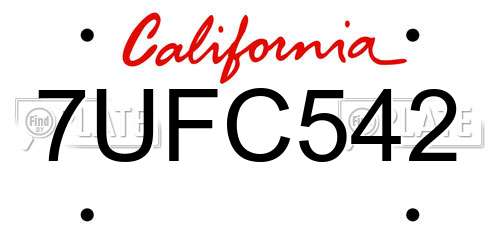 7UFC542 California License Plate