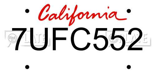 7UFC552 California License Plate