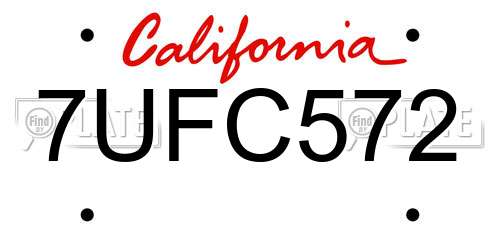 7UFC572 California License Plate