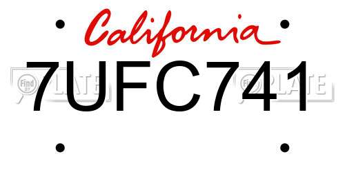 7UFC741 California License Plate