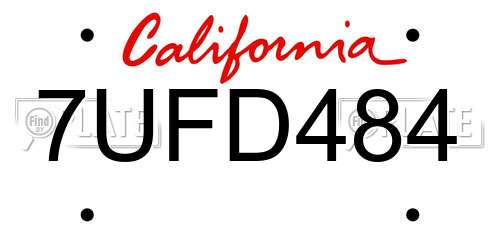 7UFD484 California License Plate