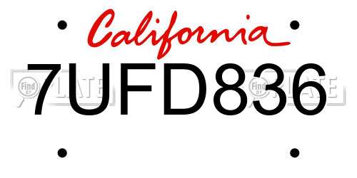 7UFD836 California License Plate