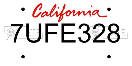 7UFE328 California License Plate