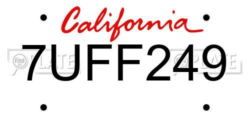 7UFF249 California License Plate