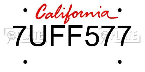 7UFF577 California License Plate