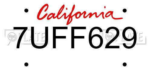 7UFF629 California License Plate