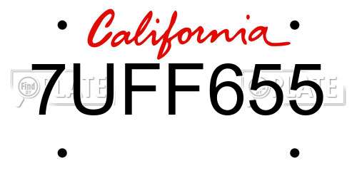 7UFF655 California License Plate