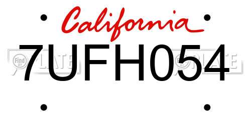 7UFH054 California License Plate
