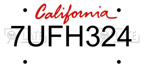 7UFH324 California License Plate