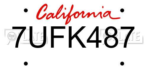 7UFK487 California License Plate