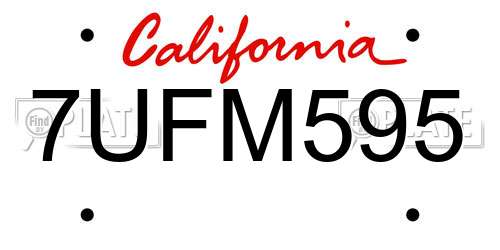 7UFM595 California License Plate