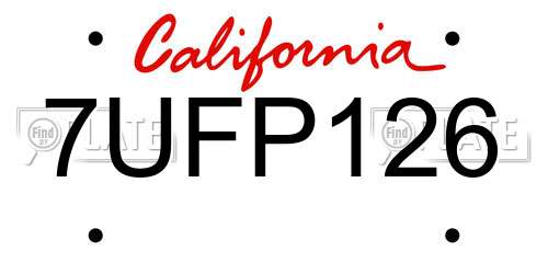 7UFP126 California License Plate