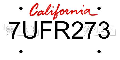 7UFR273 California License Plate