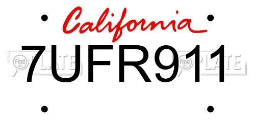 7UFR911 California License Plate