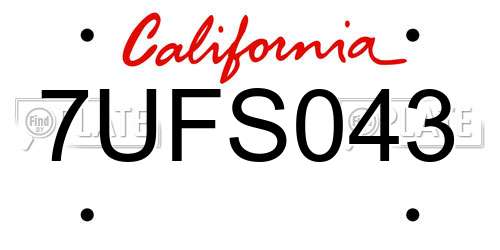 7UFS043 California License Plate