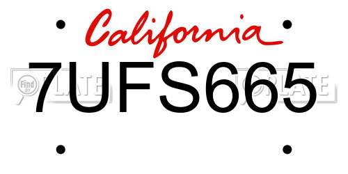 7UFS665 California License Plate