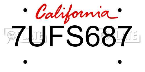 7UFS687 California License Plate