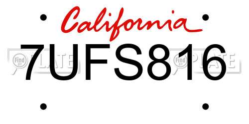 7UFS816 California License Plate