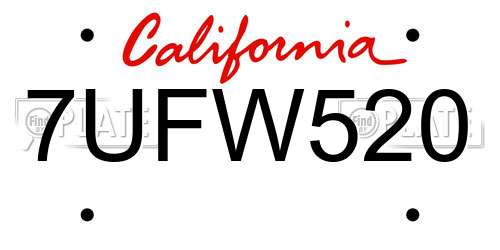 7UFW520 California License Plate
