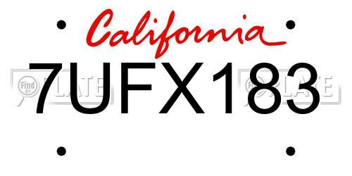 7UFX183 California License Plate