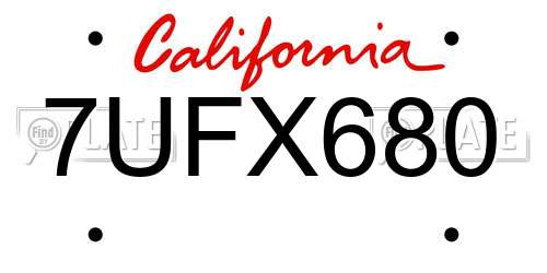 7UFX680 California License Plate