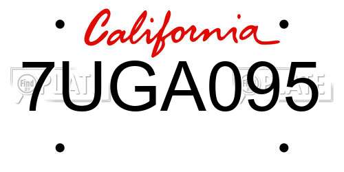 7UGA095 California License Plate